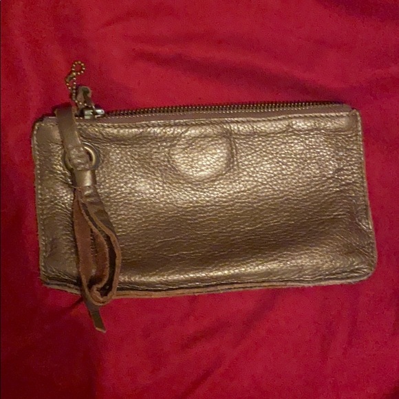 Roots leather mini wristlet in bronze - Picture 2 of 6